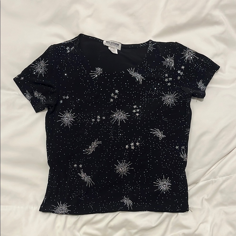 Y2k Black Glitter Tee